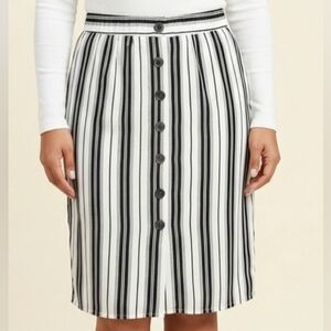 CLEO Striped Black&White Button-Front Midi Skirt Size M